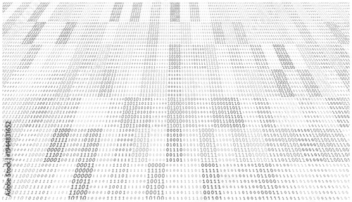 Digital Convergence - Artistic Wave of Binary Data Sequences in Grayscale