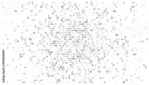 Monochrome Data Vortex - Floating Binary Cipher and Digital Symbol Distribution