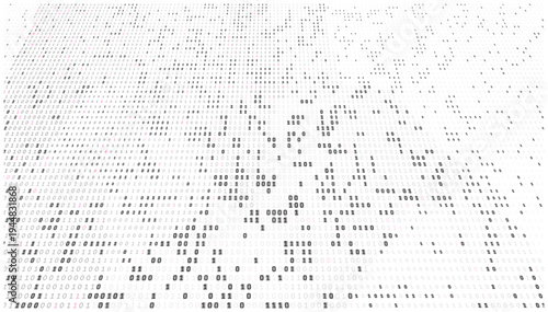 Receding Data Perspective - Binary Grid with Digital Depth and Magenta Accents