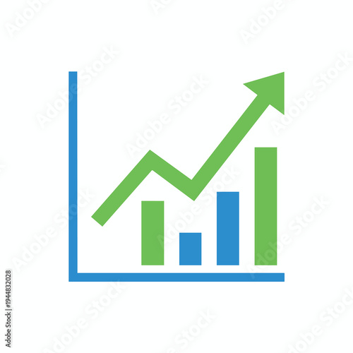 Simple bar chart with upward trend arrow