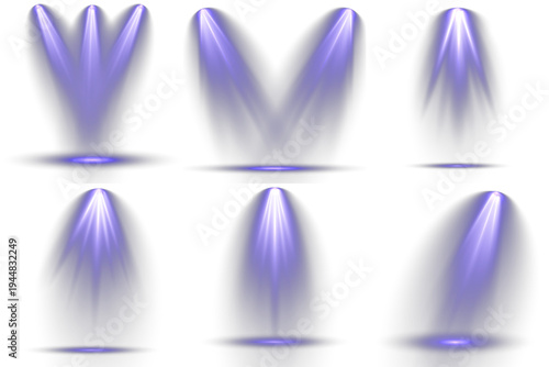 Set of lamp spot blue, disco club event.