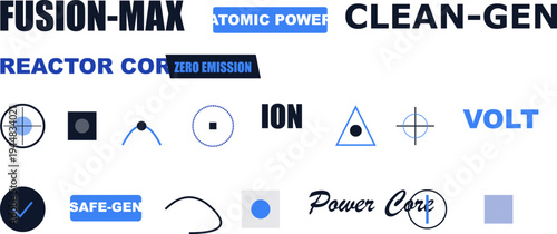 Modern atomic power fusion energy technology clean generation vector concepts.