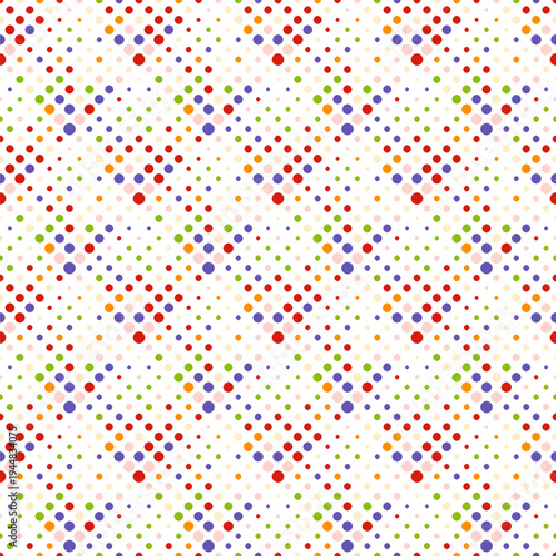 Seamless colorful dot pattern background - abstract vector graphic design from circles