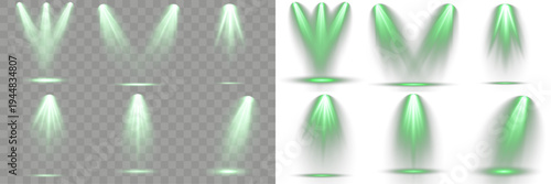 Set of lamp spot strong directional, on transparent background.