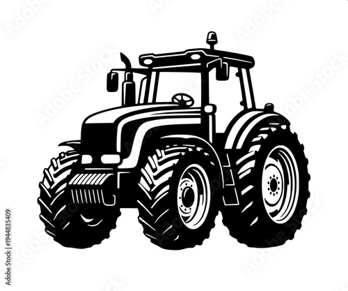 "combine harvester silhouette vector, black solid shape farming machine, side view agricultural harvester with cutting header and grain auger, farmer inside cabin, high contrast black on white backgro