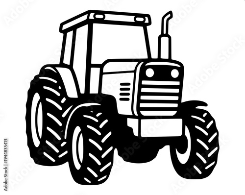 "combine harvester silhouette vector, black solid shape farming machine, side view agricultural harvester with cutting header and grain auger, farmer inside cabin, high contrast black on white backgro