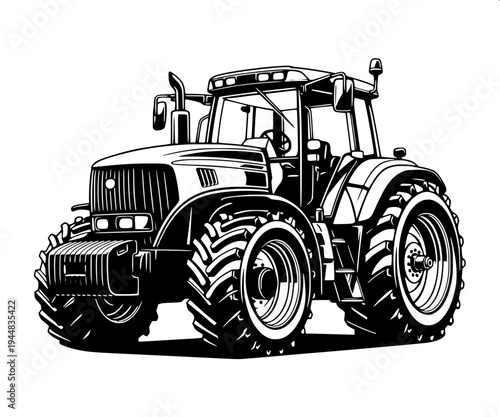 "combine harvester silhouette vector, black solid shape farming machine, side view agricultural harvester with cutting header and grain auger, farmer inside cabin, high contrast black on white backgro