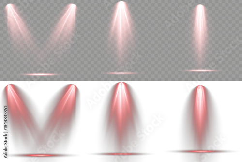 Collection of glowing ray red, festive atmosphere design.