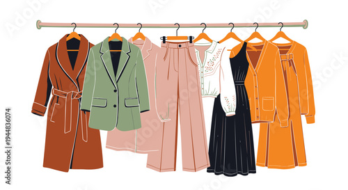 Set of 7 fashion clothing items vector