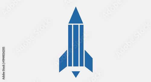 Blue Rocket Ship Icon Design.