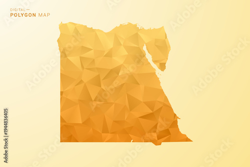 Egypt Map - Polygon style vector illustration in yellow and orange low poly geometric design, modern minimal silhouette, isolated for infographic.