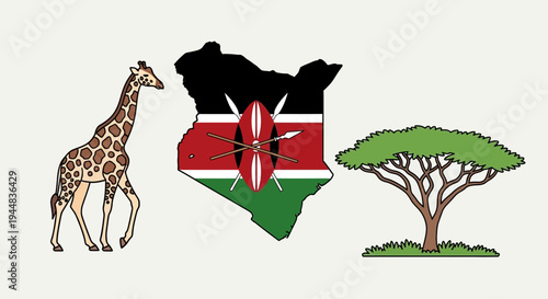 Kenya national symbols giraffe tree.