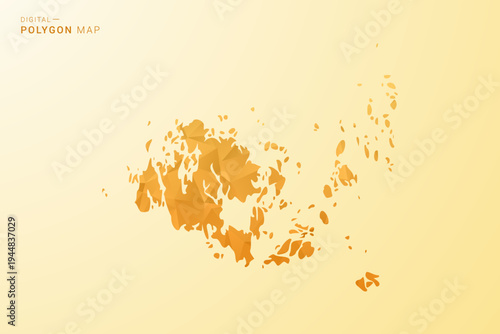 Aland Islands Map - Polygon style vector illustration in yellow and orange low poly geometric design, modern minimal silhouette, isolated for infographic.