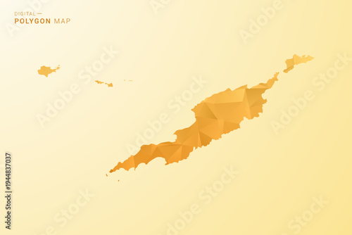 Anguilla Map - Polygon style vector illustration in yellow and orange low poly geometric design, modern minimal silhouette, isolated for infographic.