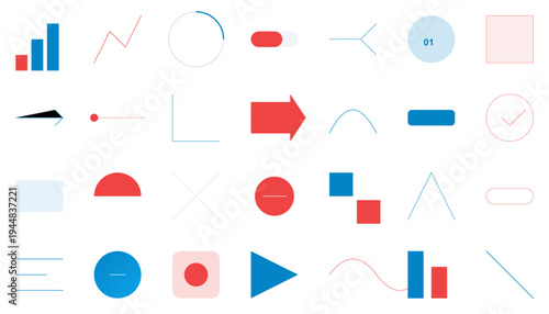 Modern UI UX Graphic Design Elements Set for Digital Interface.