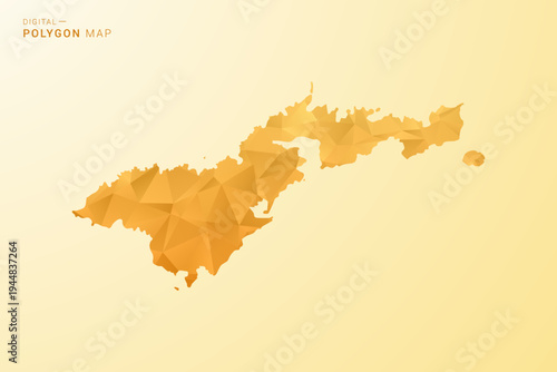American Samoa Map - Polygon style vector illustration in yellow and orange low poly geometric design, modern minimal silhouette, isolated for infographic.