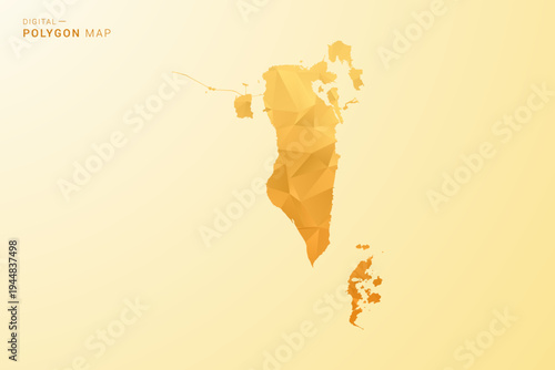 Bahrain Map - Polygon style vector illustration in yellow and orange low poly geometric design, modern minimal silhouette, isolated for infographic.