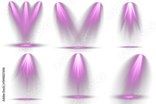 Set of glowing ray creative, for theater and gallery.