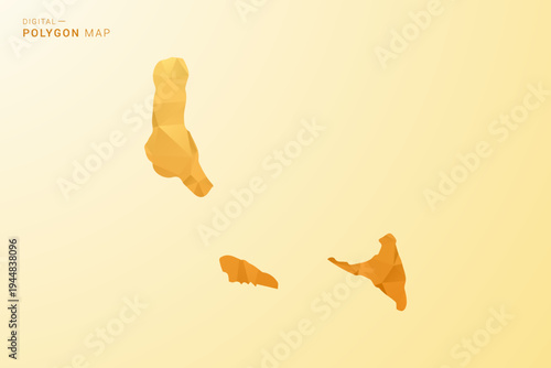 Comoros Map - Polygon style vector illustration in yellow and orange low poly geometric design, modern minimal silhouette, isolated for infographic.