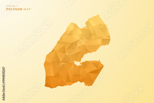 Djibouti Map - Polygon style vector illustration in yellow and orange low poly geometric design, modern minimal silhouette, isolated for infographic.