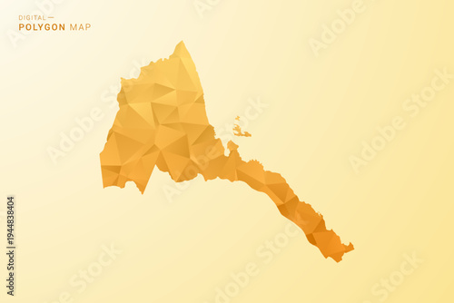 Eritrea Map - Polygon style vector illustration in yellow and orange low poly geometric design, modern minimal silhouette, isolated for infographic.