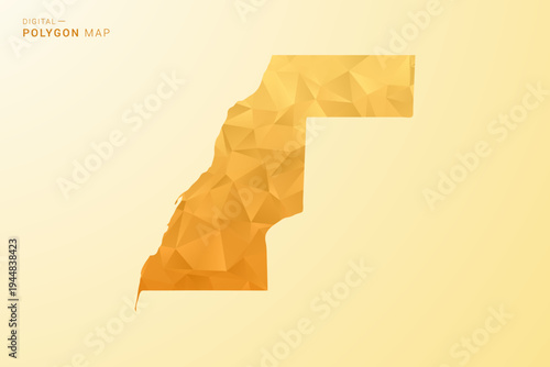 Western Sahara Map - Polygon style vector illustration in yellow and orange low poly geometric design, modern minimal silhouette, isolated for infographic.
