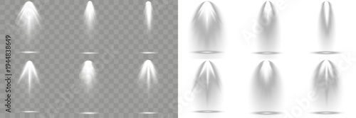 Set of spotlight shiny, isolated on background.