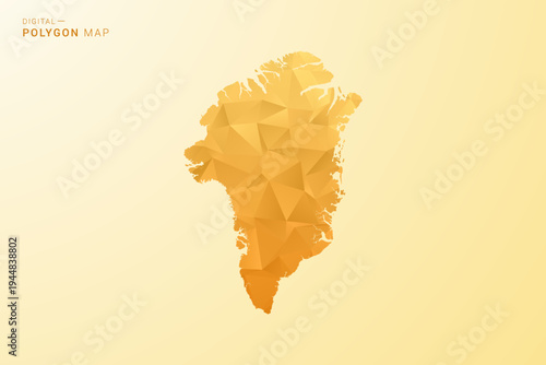 Greenland Map - Polygon style vector illustration in yellow and orange low poly geometric design, modern minimal silhouette, isolated for infographic.