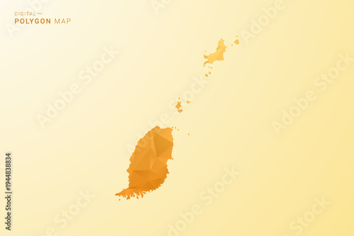 Grenada Map - Polygon style vector illustration in yellow and orange low poly geometric design, modern minimal silhouette, isolated for infographic.