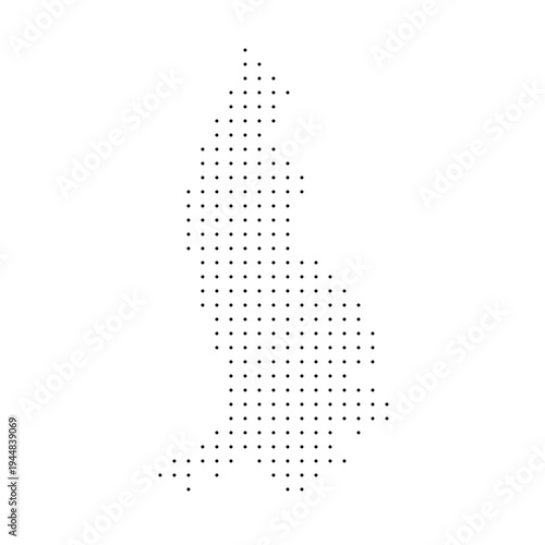 Liechtenstein country dotted map. Black spot pixel illustration isolated on white background. Vector circle mosaic.