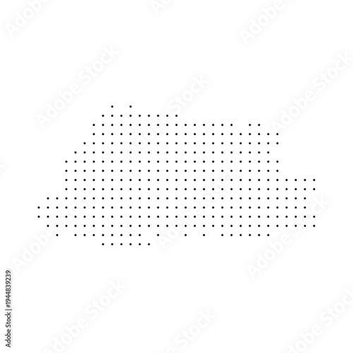 Bhutan country dotted map. Black spot pixel illustration isolated on white background. Vector circle mosaic.