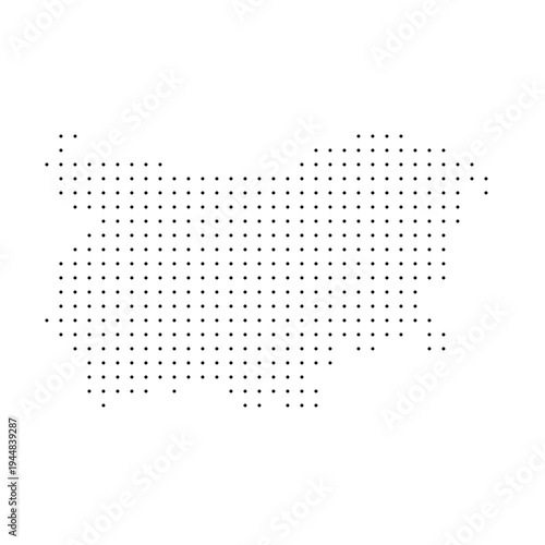 Bulgaria country dotted map. Black spot pixel illustration isolated on white background. Vector circle mosaic.