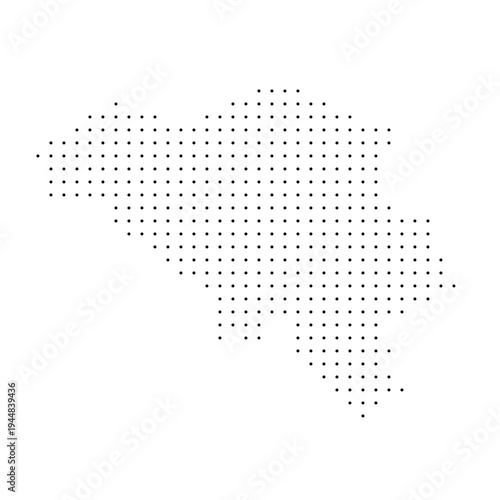 Belgium country dotted map. Black spot pixel illustration isolated on white background. Vector circle mosaic.