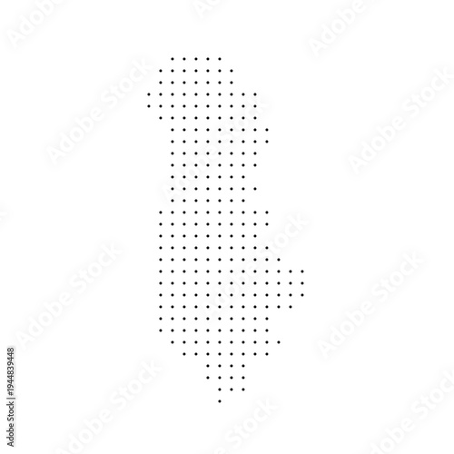 Albania country dotted map. Black spot pixel illustration isolated on white background. Vector circle mosaic.