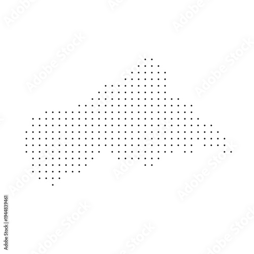 Central African Republic country dotted map. Black spot pixel illustration isolated on white background. Vector circle mosaic.