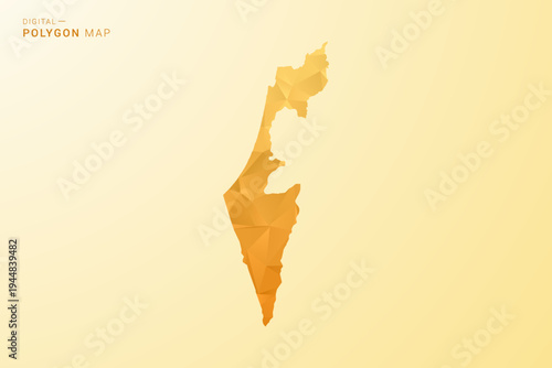 Palestine Map - Polygon style vector illustration in yellow and orange low poly geometric design, modern minimal silhouette, isolated for infographic.