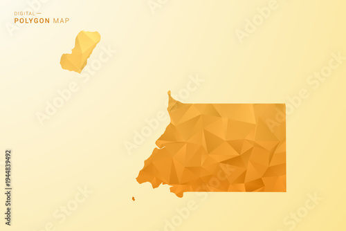 Equatorial Guinea Map - Polygon style vector illustration in yellow and orange low poly geometric design, modern minimal silhouette, isolated for infographic.