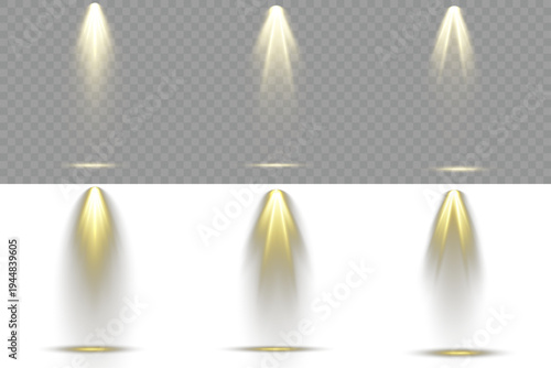 Group of floodlight realistic vivid, theatre decoration.