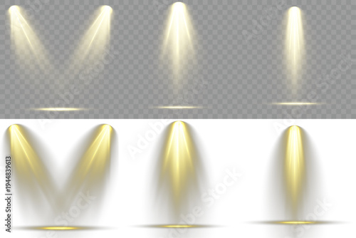 Collection of glowing ray illuminated, for concert illumination.