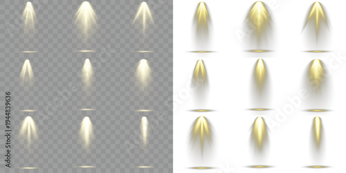 Collection of lens flash shiny, professional studio lighting.