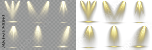 Set of spotlight yellow, illuminates darkness.