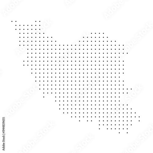 Iran country dotted map. Black spot pixel illustration isolated on white background. Vector circle mosaic.