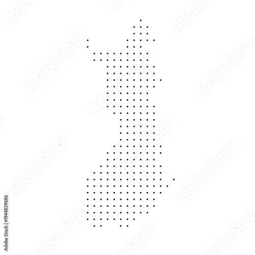 Finland country dotted map. Black spot pixel illustration isolated on white background. Vector circle mosaic.
