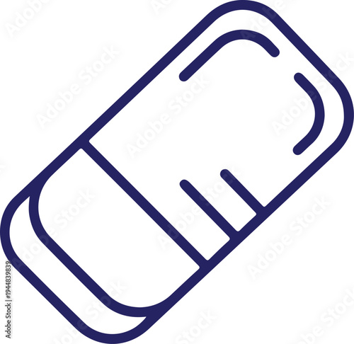 A flat style vector icon of a single dose capsule, often used in healthcare settings for administering medication