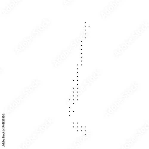 Chile country dotted map. Black spot pixel illustration isolated on white background. Vector circle mosaic.