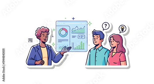 Business presentation with puzzled colleagues