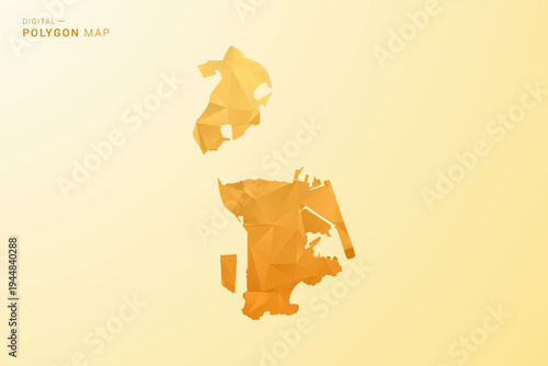 Macao Map - Polygon style vector illustration in yellow and orange low poly geometric design, modern minimal silhouette, isolated for infographic.