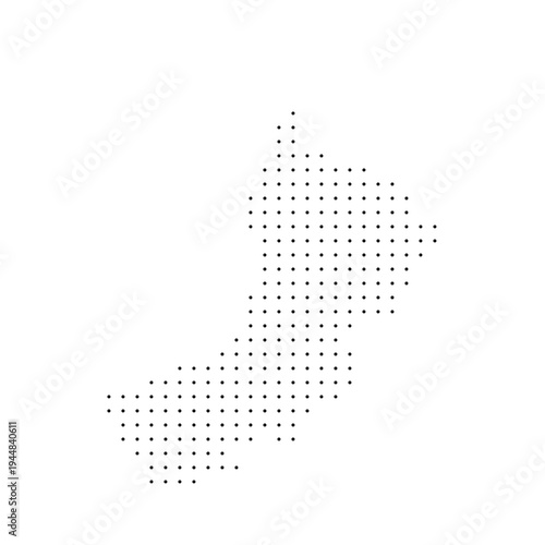 Oman country dotted map. Black spot pixel illustration isolated on white background. Vector circle mosaic.