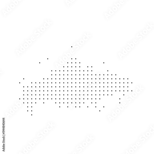 Russia country dotted map. Black spot pixel illustration isolated on white background. Vector circle mosaic.