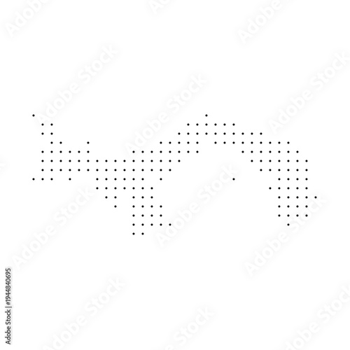 Panama country dotted map. Black spot pixel illustration isolated on white background. Vector circle mosaic.